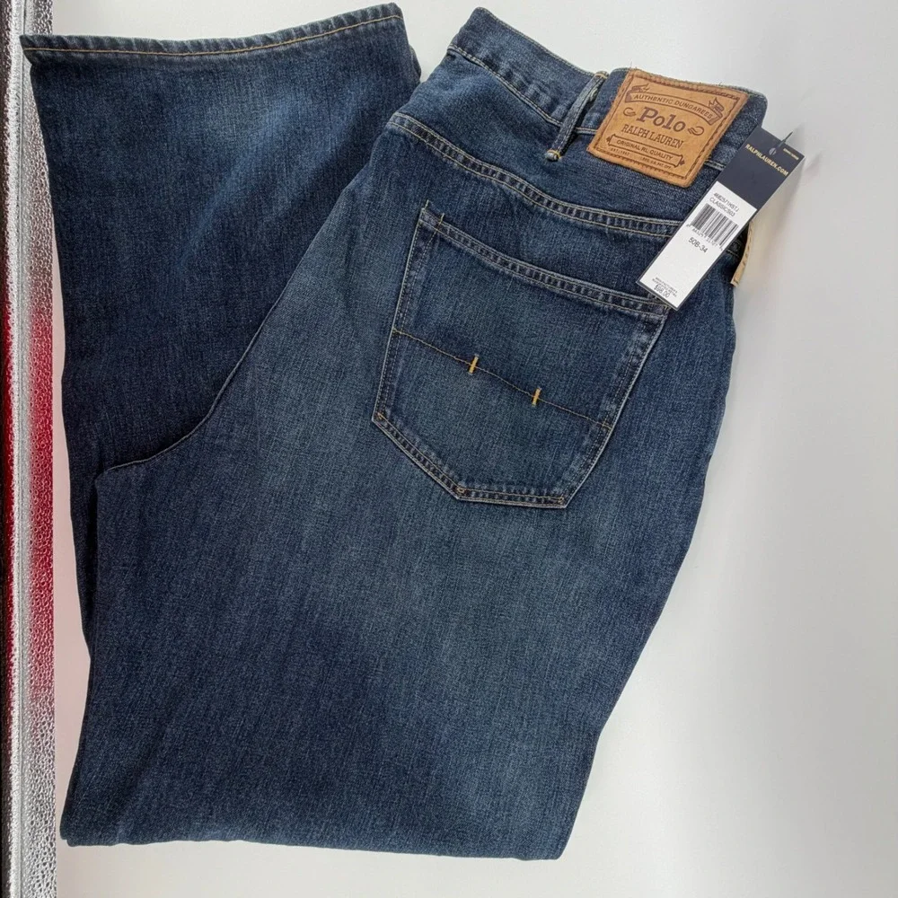 Polo Ralph Lauren Authentic Dungarees Classic Fit Jeans Men 50x34 Blue Denim New